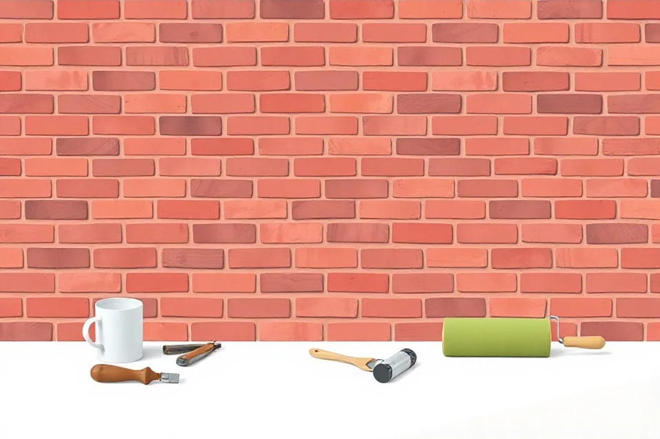 Outils de peinture disposés dans l'ordre des étapes du chantier